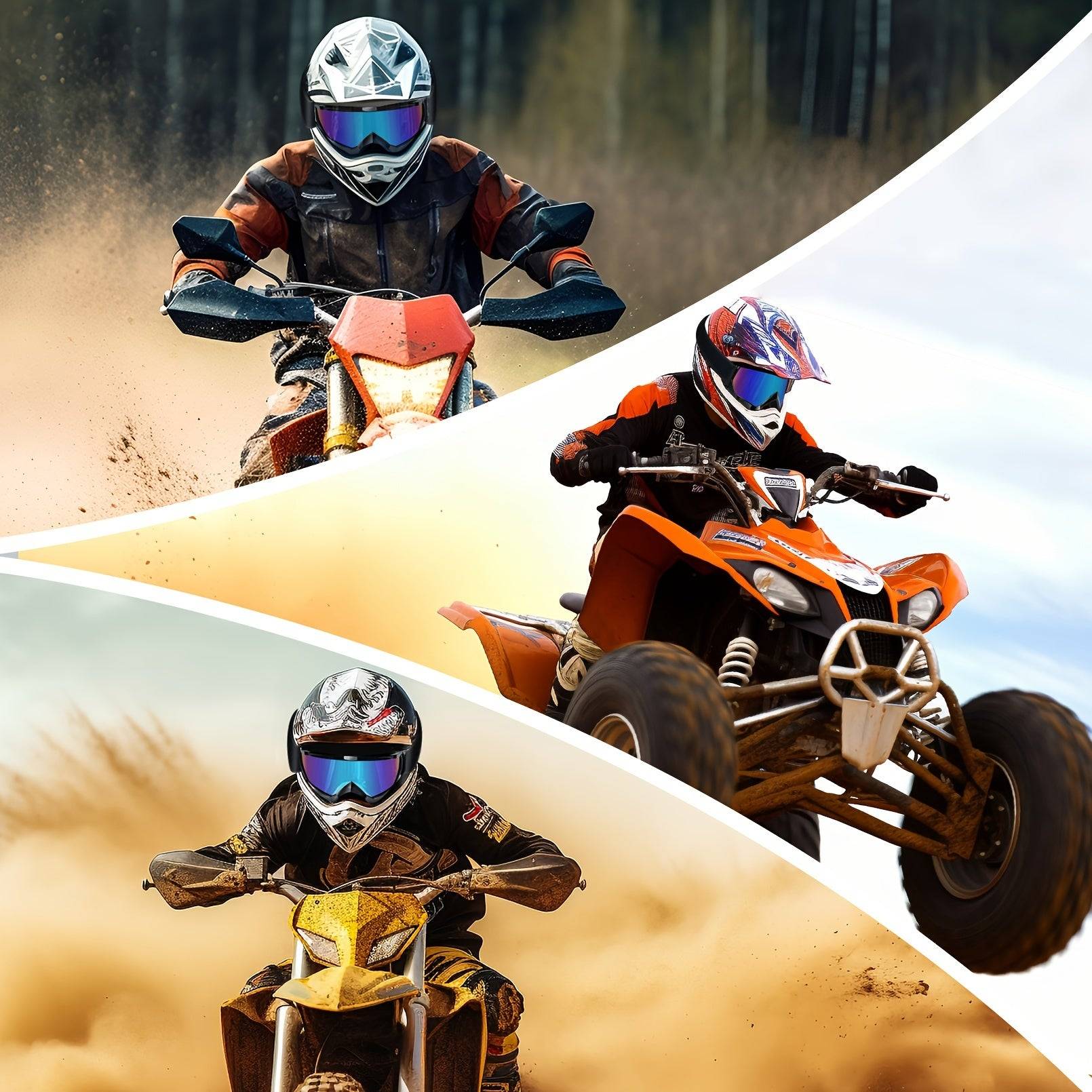 Motorcycle & ATV Goggles Off-Road Protective Eyewear with Anti-Scratch PC Lenses and Flexible TPU Frame Impact-Resistant for Outdoor Sports & Adventure Riding