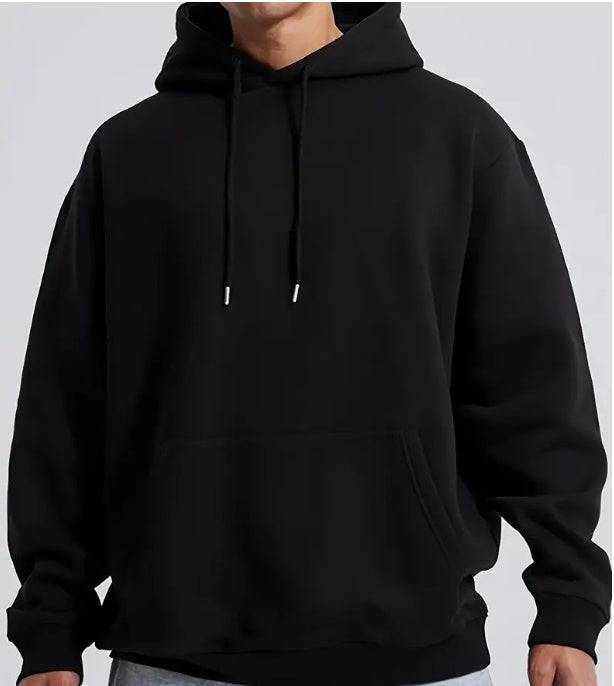 Men’s Solid Color Hoodie Long Sleeve Loose Fit Jumper