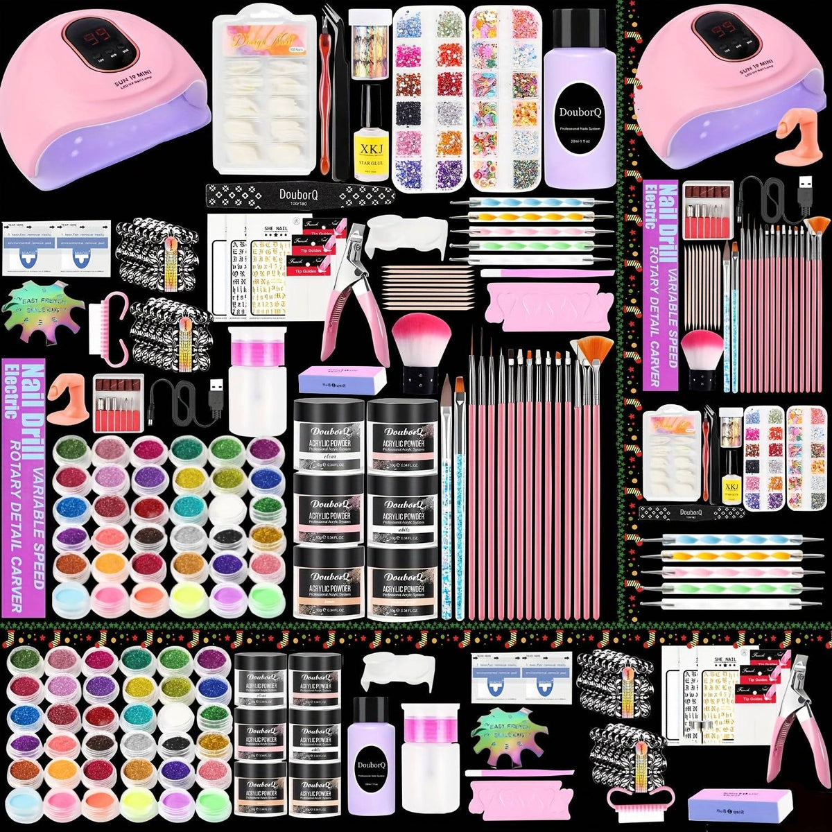 Acrylic Nail Kit for Beginners Full Set with UV Lamp & Electric Drill Professional Starter Kit with Everything