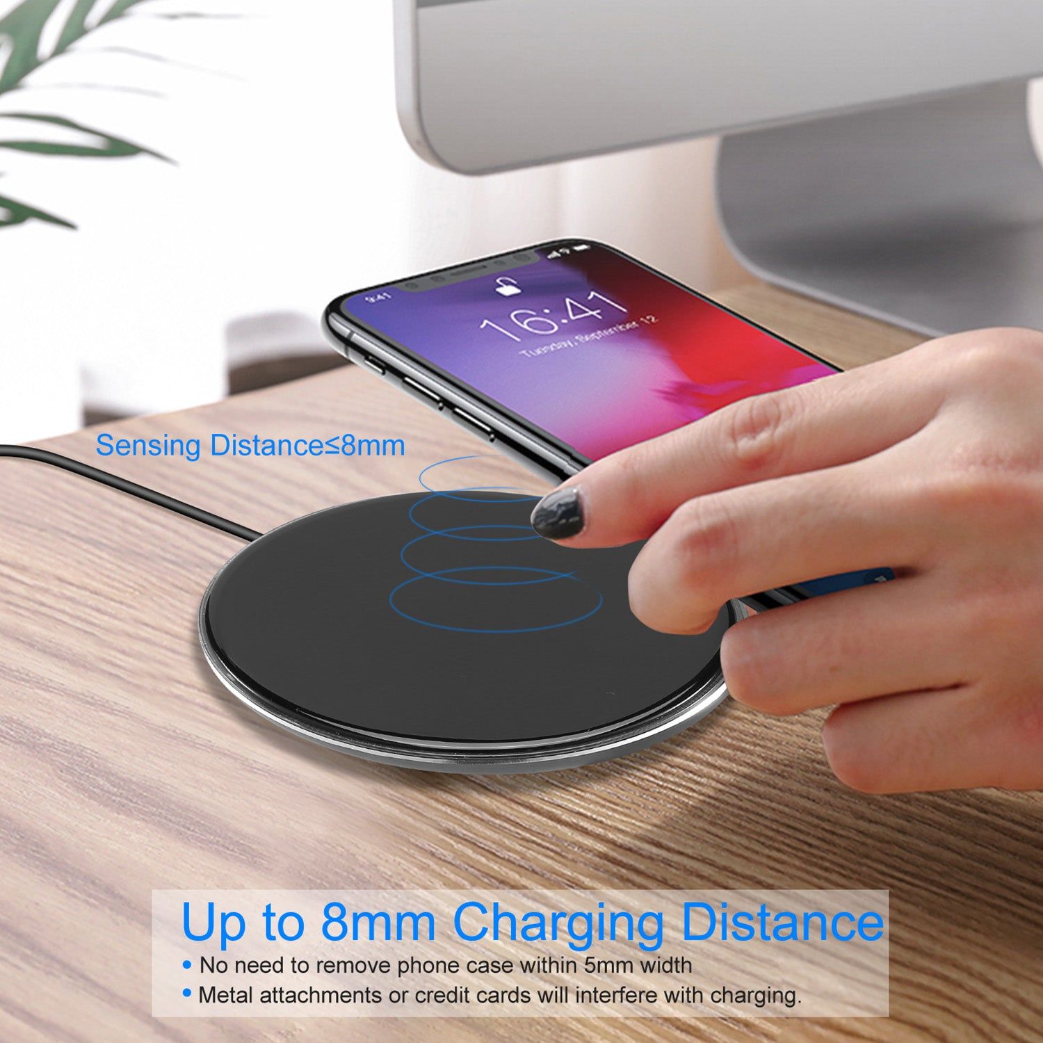 Ultra Slim Wireless Charger Pad with LED Ring Design