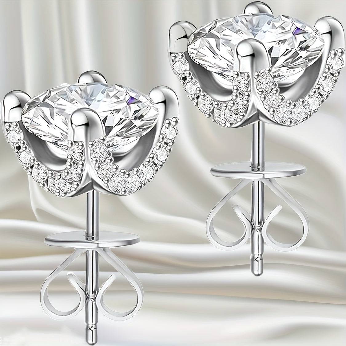 2 Carat Moissanite Stud Earrings in 925 Silver Unisex Hypoallergenic Design Elegant Style for Daily or Gift Use