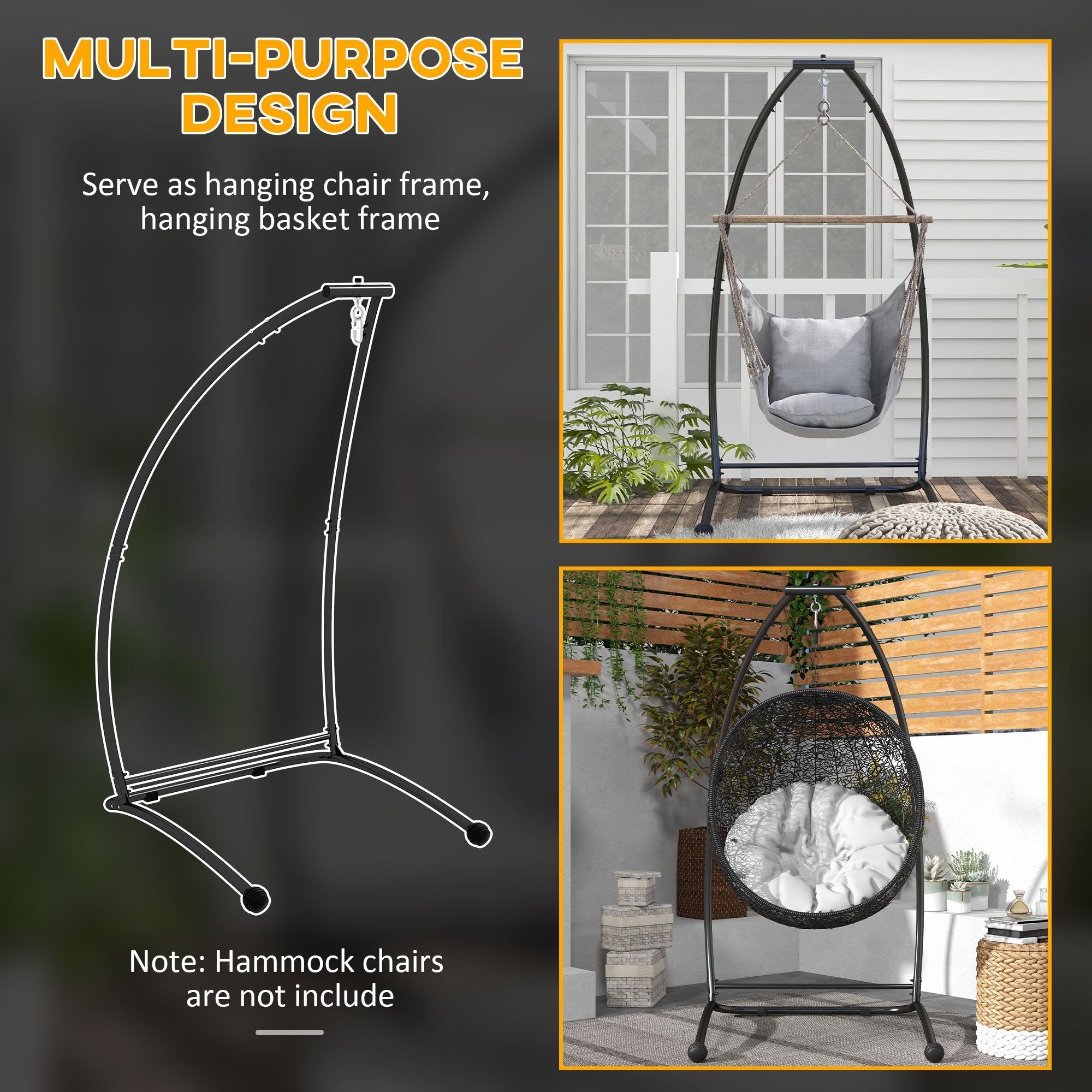 Metal Hammock Chair Stand for Indoor and Outdoor Use