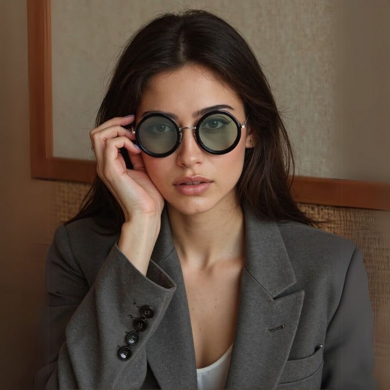 ND Dimmable Round Sunglasses Aluminum Magnesium Frame