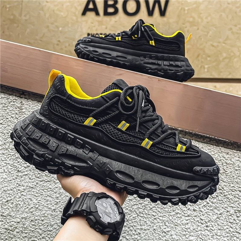 Men’s Chunky Platform Sneakers with Height-Increasing Sole & Non-Slip Rubber Outsole, Durable Lace-Up Shoes for Gym & Casual Wear