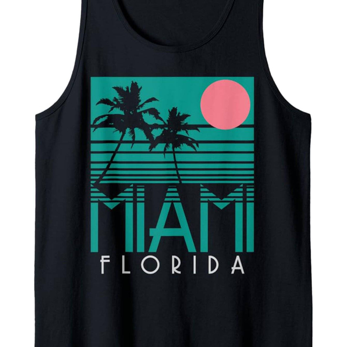 Men’s Sleeveless Tank Top Cotton Crew Neck Miami Beach Graphic Casual & Comfy Fit