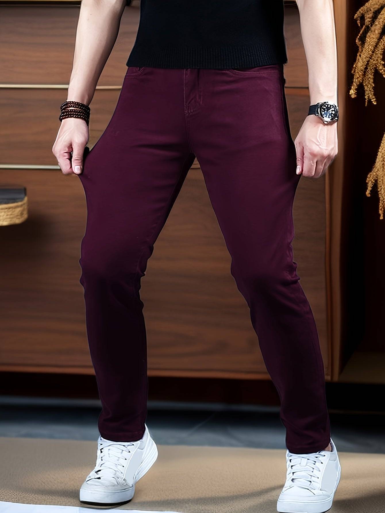 Men’s Slim Fit Jeans Stretch Denim with Elastic Waistband Cotton Blend Straight Leg All-Season Comfort Wear