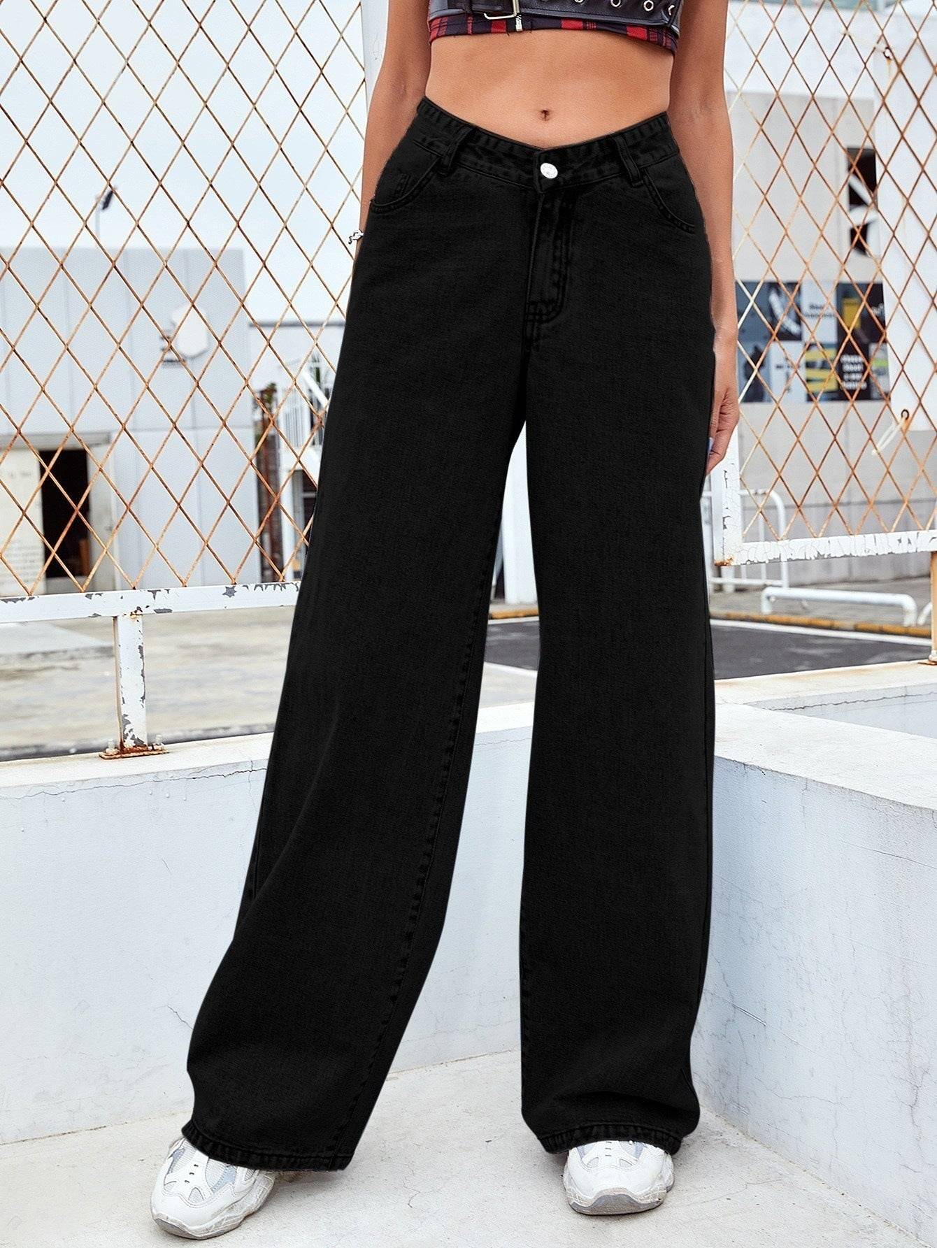 Womens Straight Leg Jeans with Mid Waist Casual Fit