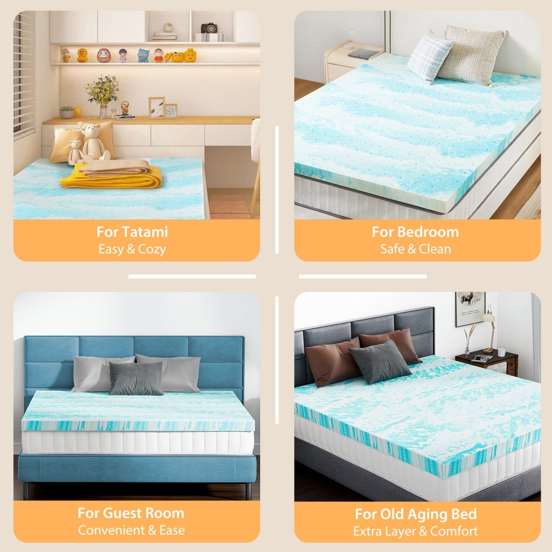 Cooling Gel Memory Foam Mattress Topper for Better Sleep