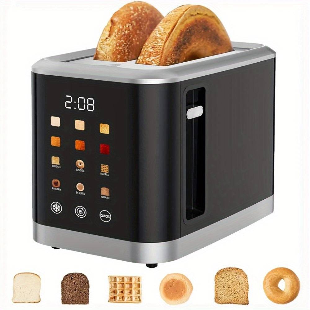 Touch Screen Digital Toaster – LCD Display, 6 Bread Types & Shade Settings, Extra-Wide Slots with Bagel, Cancel & Defrost Functions