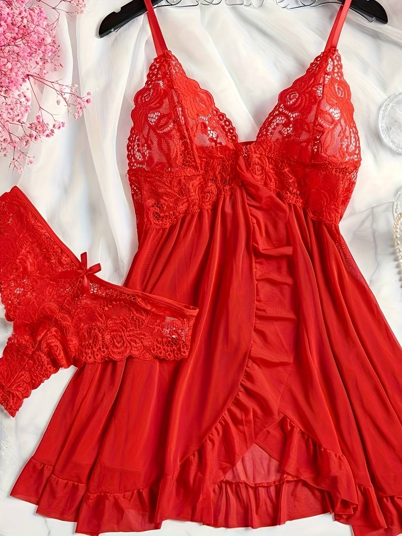 Women’s Sultry Nightdress – Deep V Neckline, Backless Design with Thin Straps, Elegant & Alluring Lingerie for Confident Nights