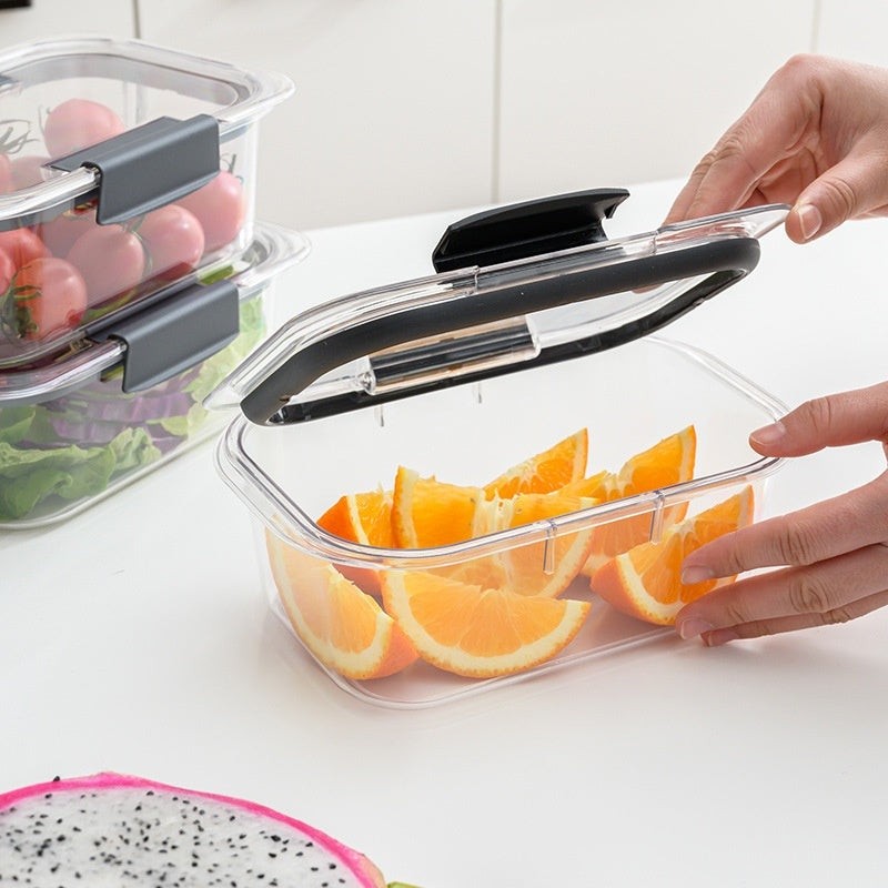 Transparent Food Storage Container Plastic Square Fresh-Keeping Jar for Kitchen Cereals and Dry Goods