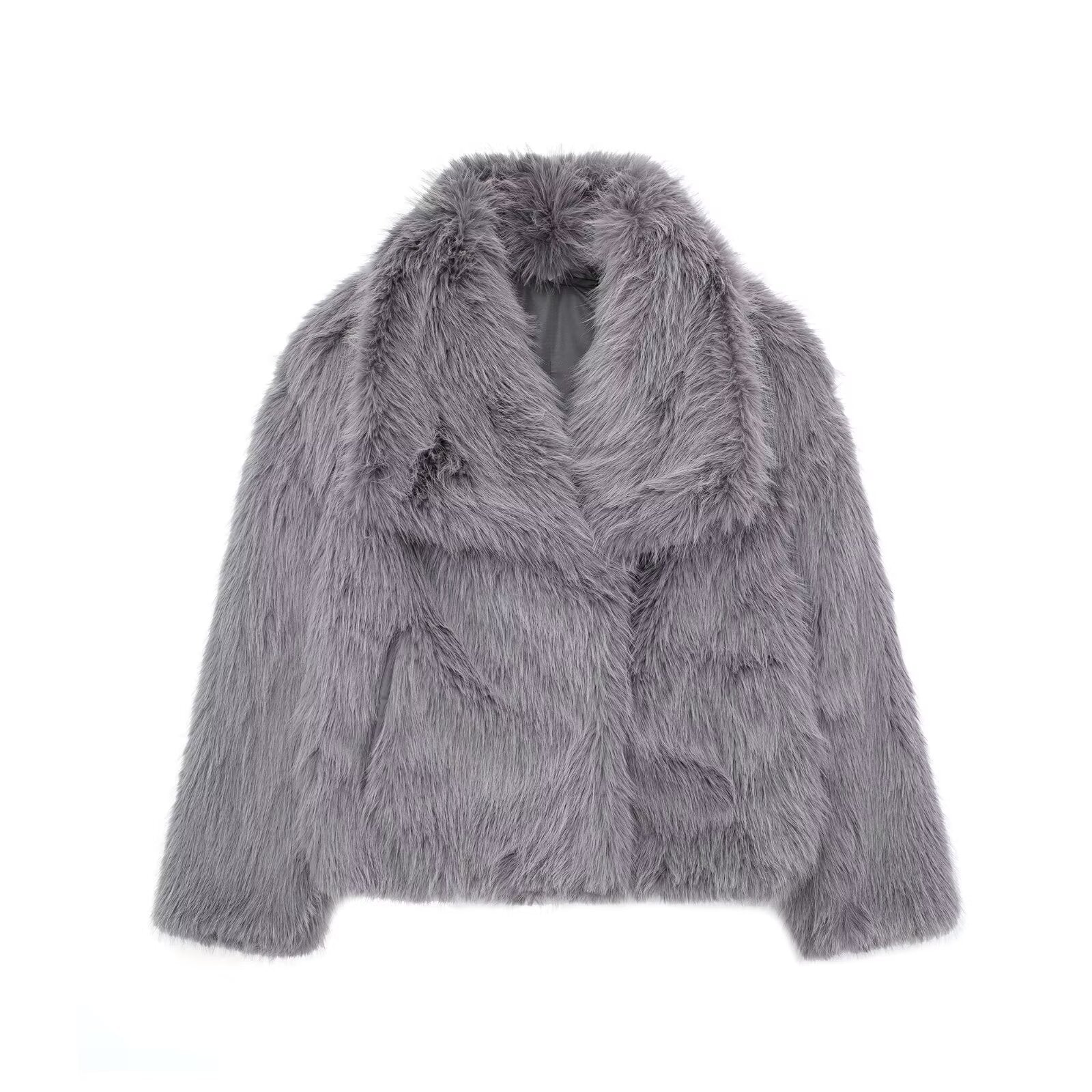 Women’s Winter Plush Coat Warm Thick Fluffy Lapel Jacket Long Sleeve Casual Outerwear