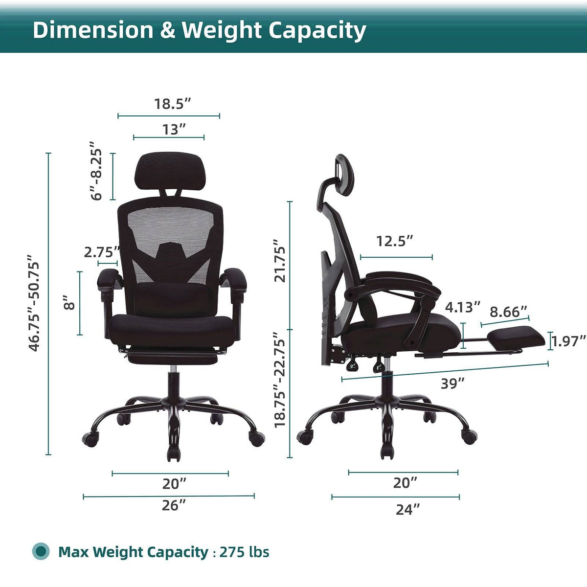 Ergonomic Office Chair with Footrest and Lumbar Support