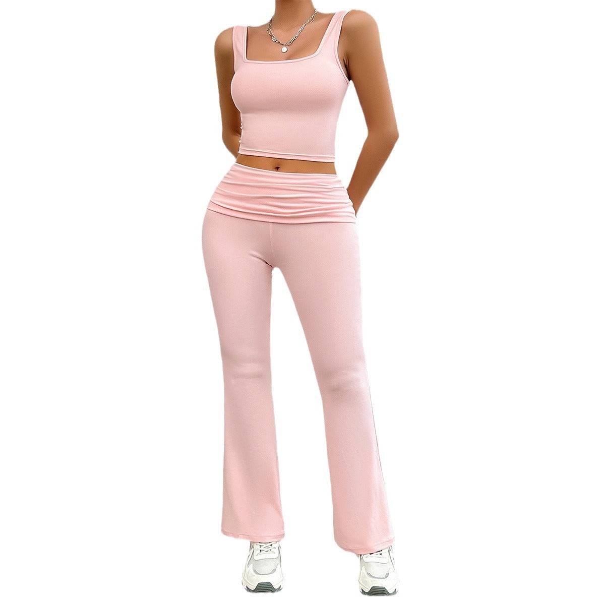 Womens Pant Top Set Slim Trousers Sleeveless Vest Two Piece