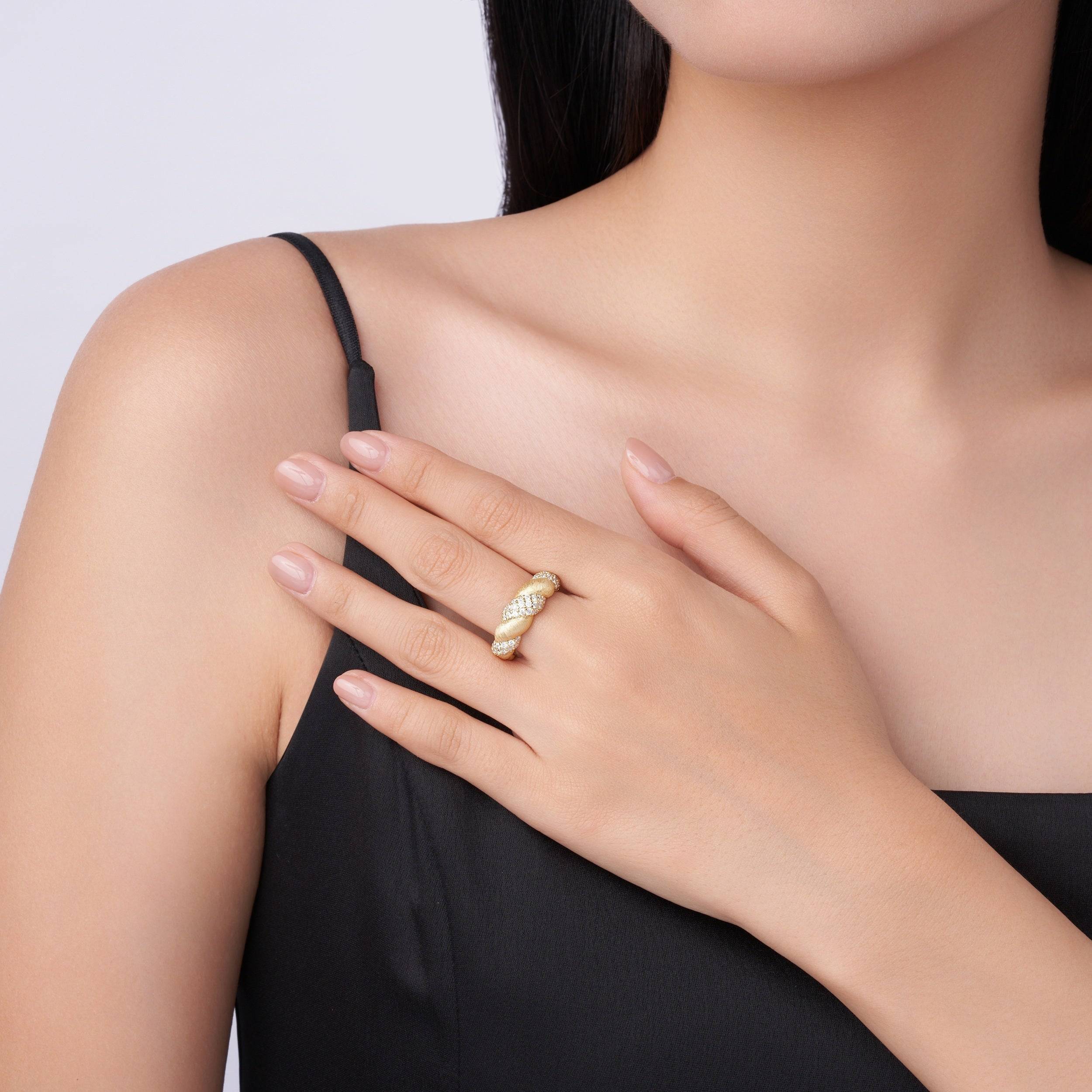 Sterling Silver Ring with Gold Plating and Moissanite