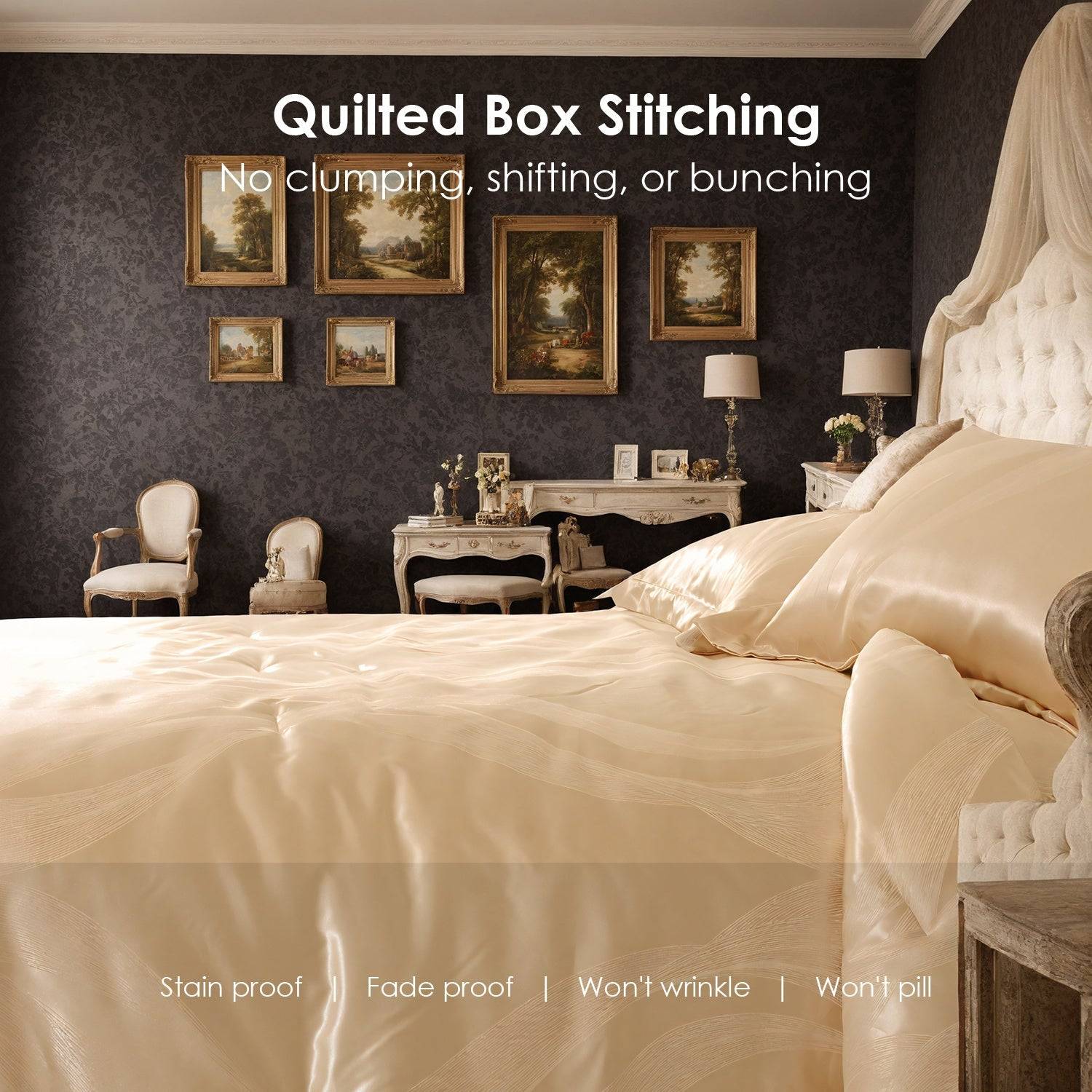 Luxury Satin Bedding Set Italian Gold Jacquard Design