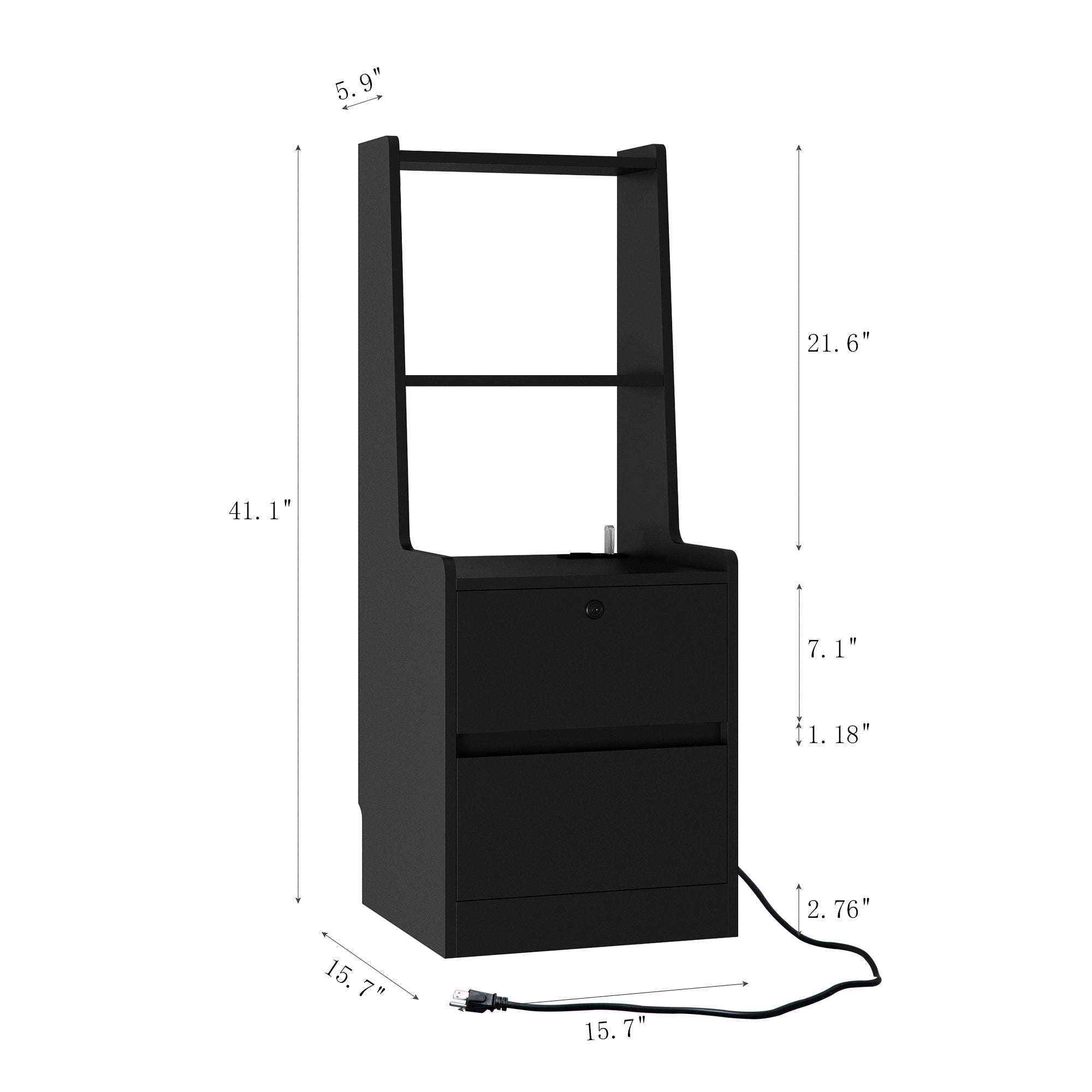 Smart Nightstand With Charging Station And Bookshelf