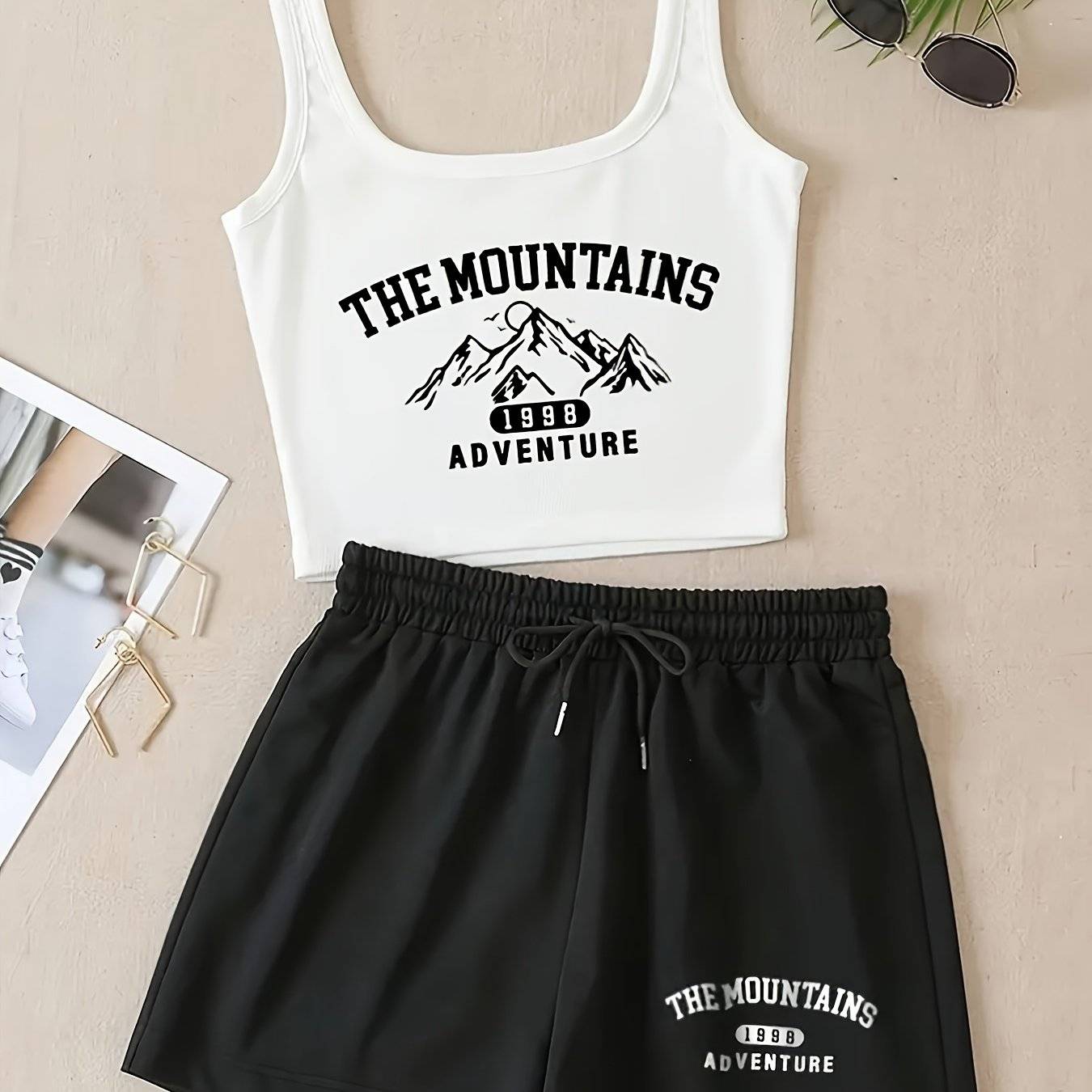 Women’s Printed Pants Set Breathable Sleeveless Top & Comfortable Casual Trousers for Spring & Summer