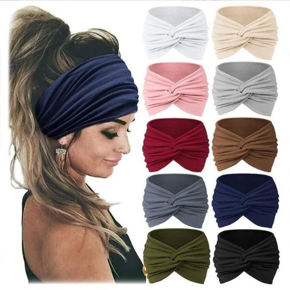 Women Elastic Sports Headbands 5 Pack for Yoga Running