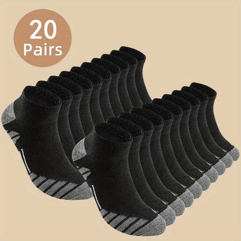 20 Pairs Men’s Low-Cut Socks – Anti-Odor, Sweat-Absorbing, Comfortable & Breathable Socks for Daily and All-Season Outdoor Wear
