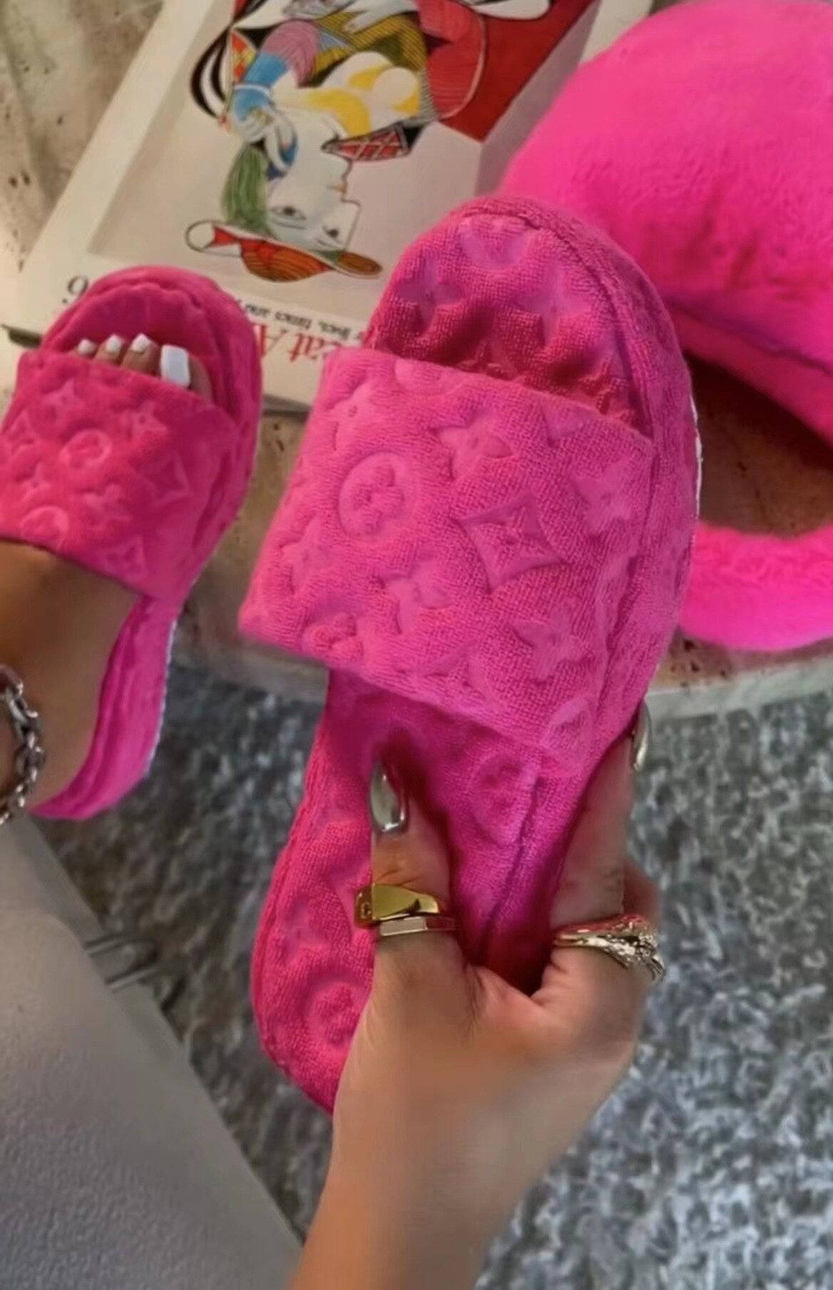 Fur Slippers for Women Flower Slides - PMMNAPOLES