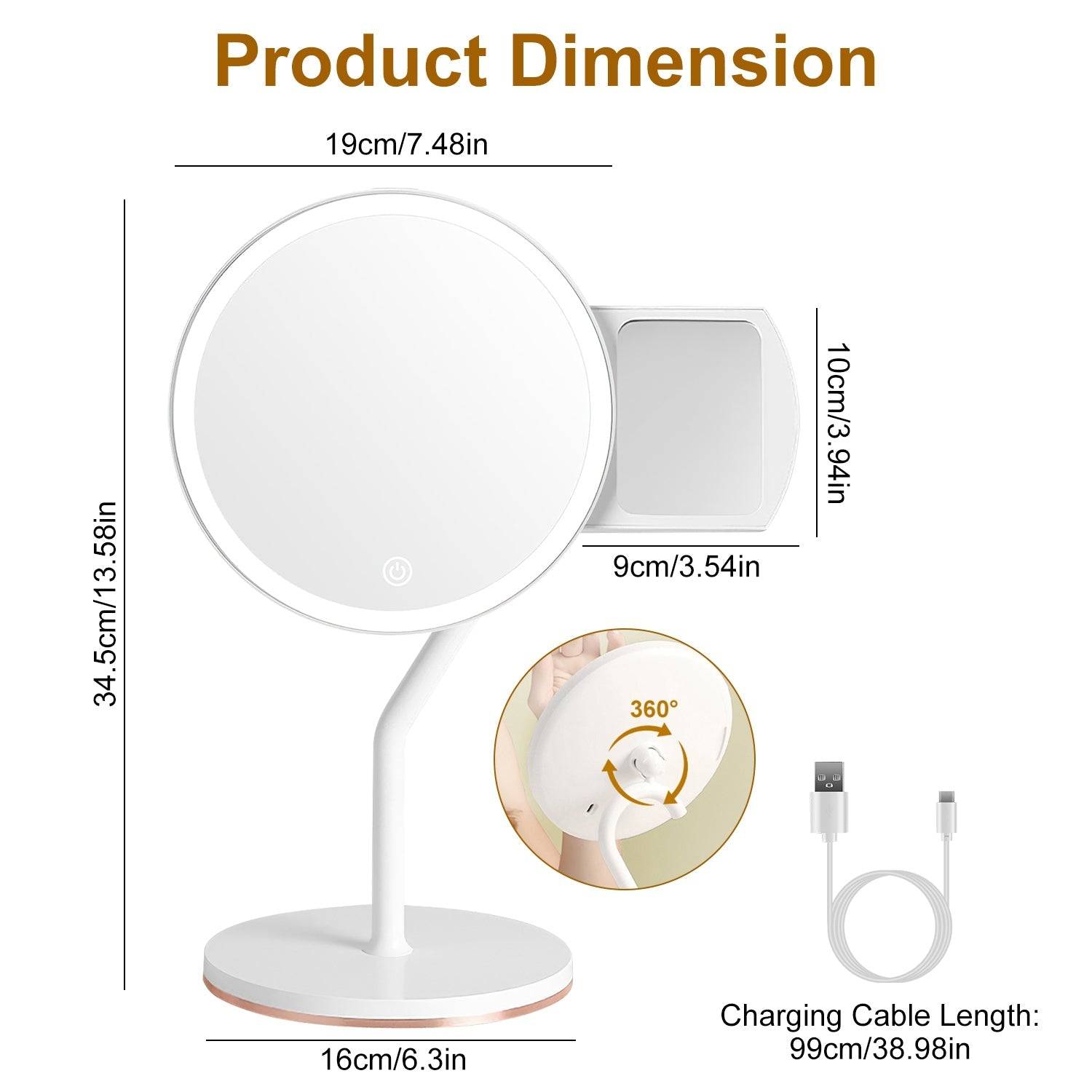 Lighted Vanity Mirror with 5X Magnification