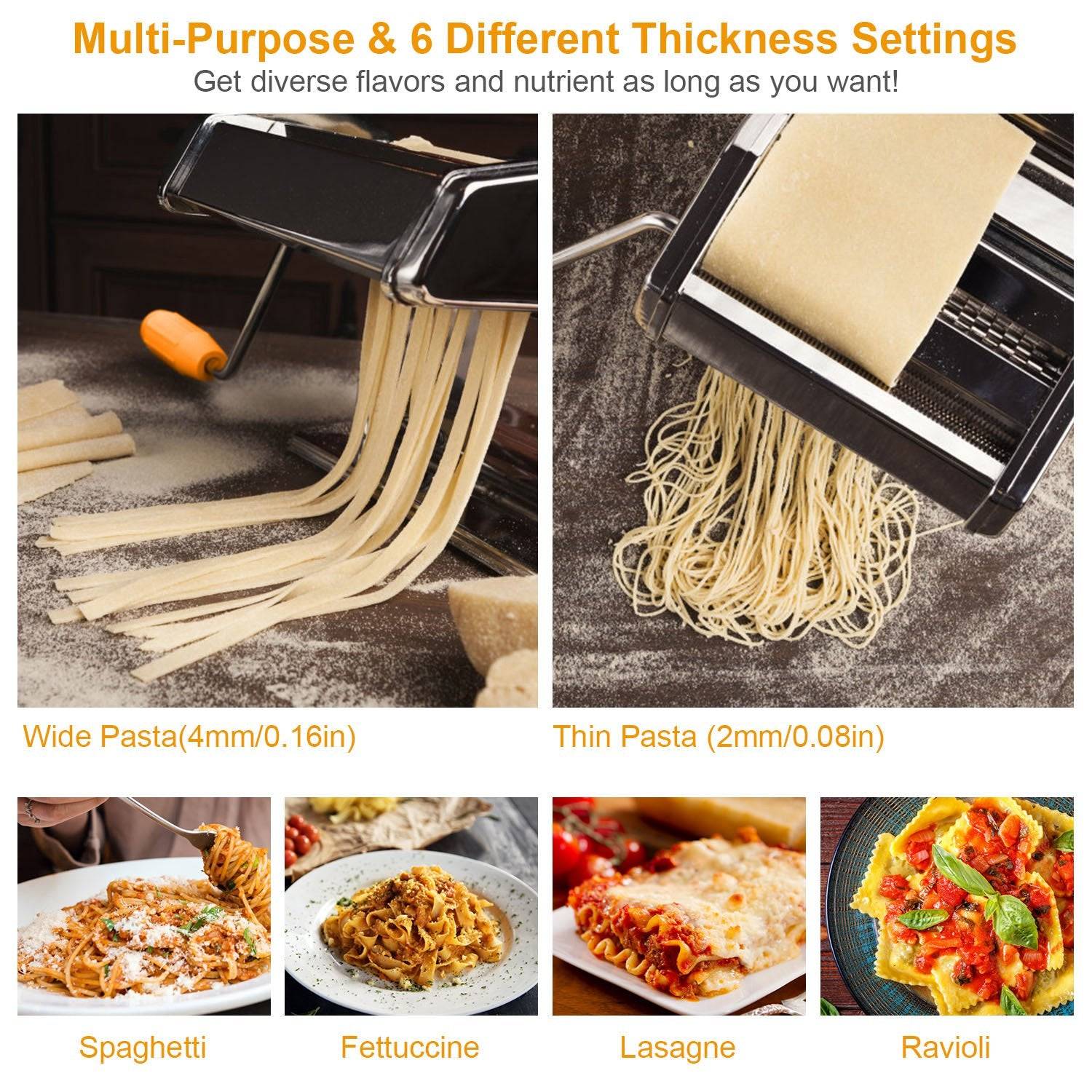 Stainless Steel Pasta Maker Adjustable Settings