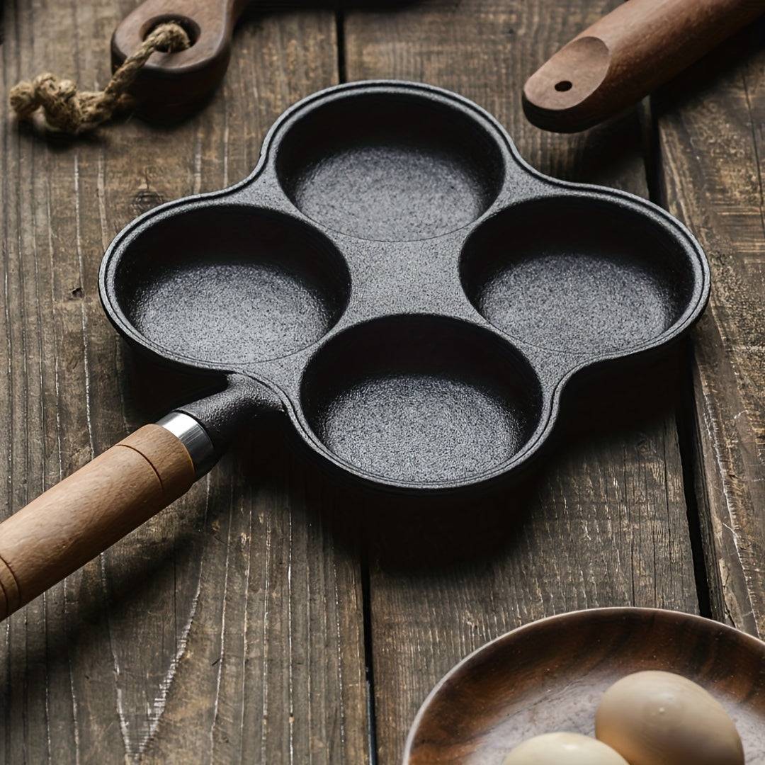 4-Hole Nonstick Egg & Omelette Pan – Multi-Section Frying Pan for Pancakes, Burgers, Bacon & Steak