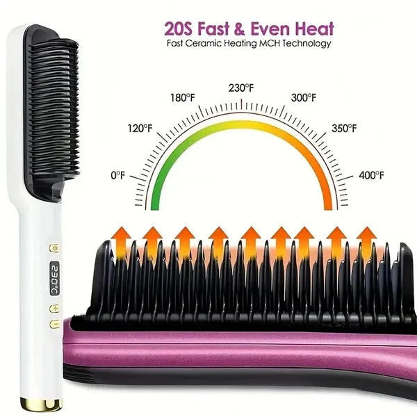 Hair Straightening Brush Ionic with LED Display