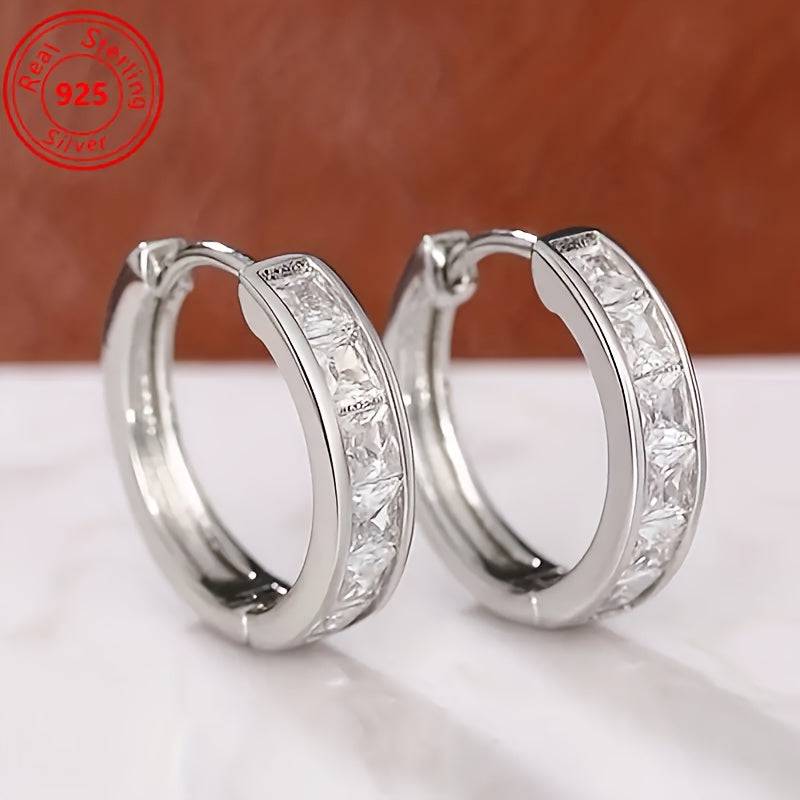 925 Sterling Silver Zirconia Earrings – Lightweight, Hypoallergenic Daily Shine for Women’s Casual & Elegant Outfits