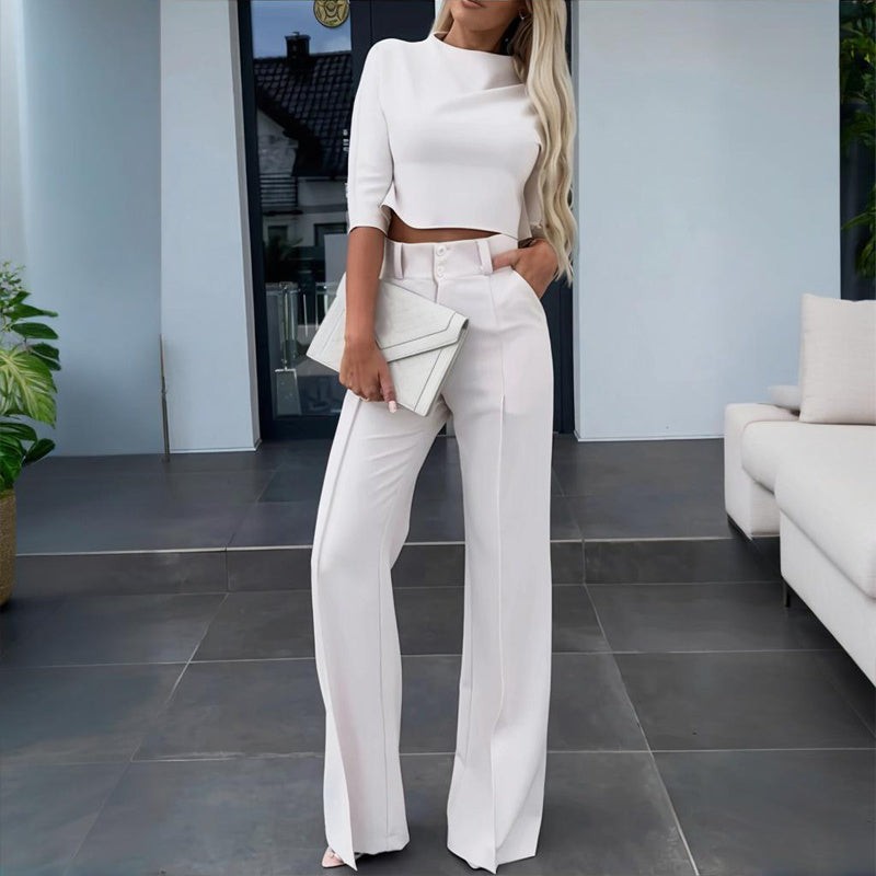 Office Outfits for Women Two Piece Cotton Blend Suit Set