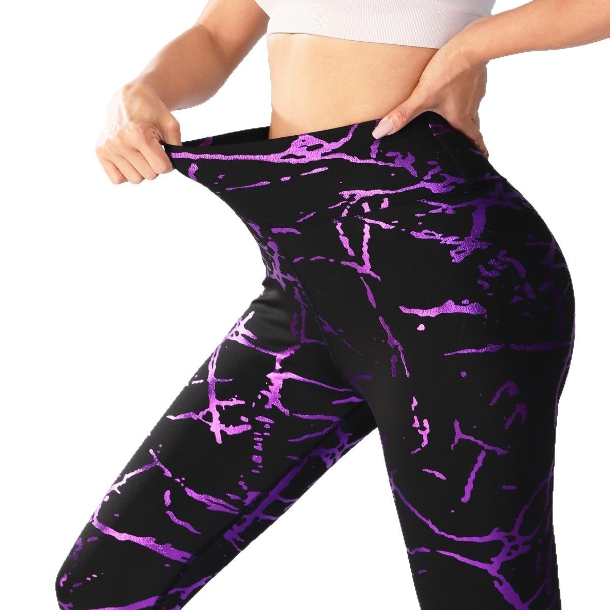 Women’s High Waist Bronzing Leggings Shiny Polyester Slim Fit Hip Lift Pants for Sports and Casual Wear