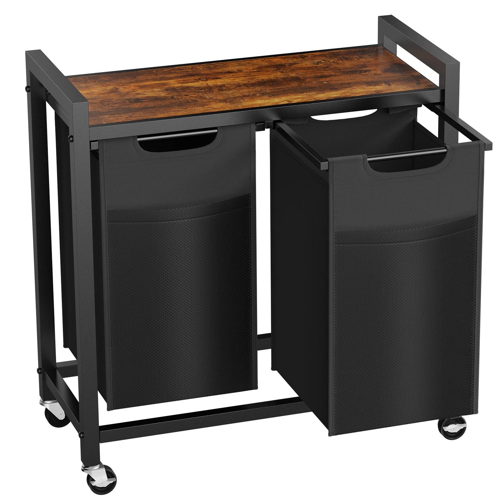 Laundry Basket with Removable Bags and Storage Shelf