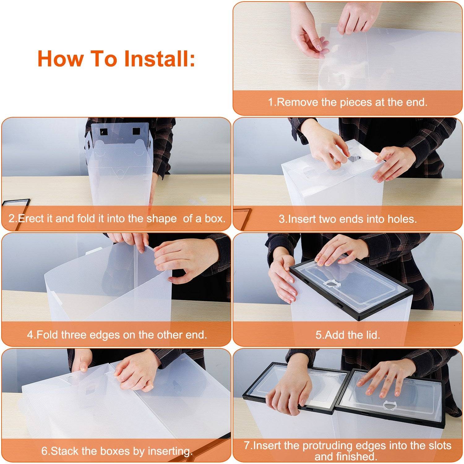 6Pcs Stackable Collapsible Shoe Storage Boxes