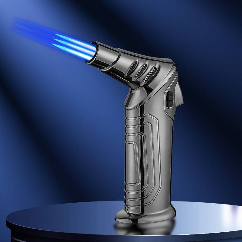 Butane Torch Lighter Windproof Refillable Design with Safety Lock & Adjustable Flame Portable Fire Starter for Camping, BBQ & Baking