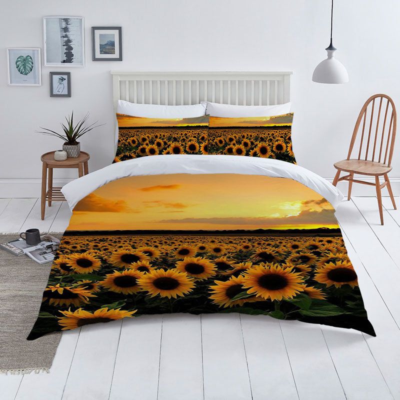 3D Sunflower Duvet Cover Bedding Set with Pillowcases