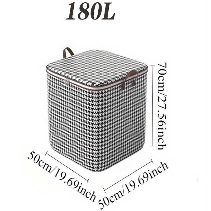 Foldable Zippered Storage Bags Houndstooth Print Set