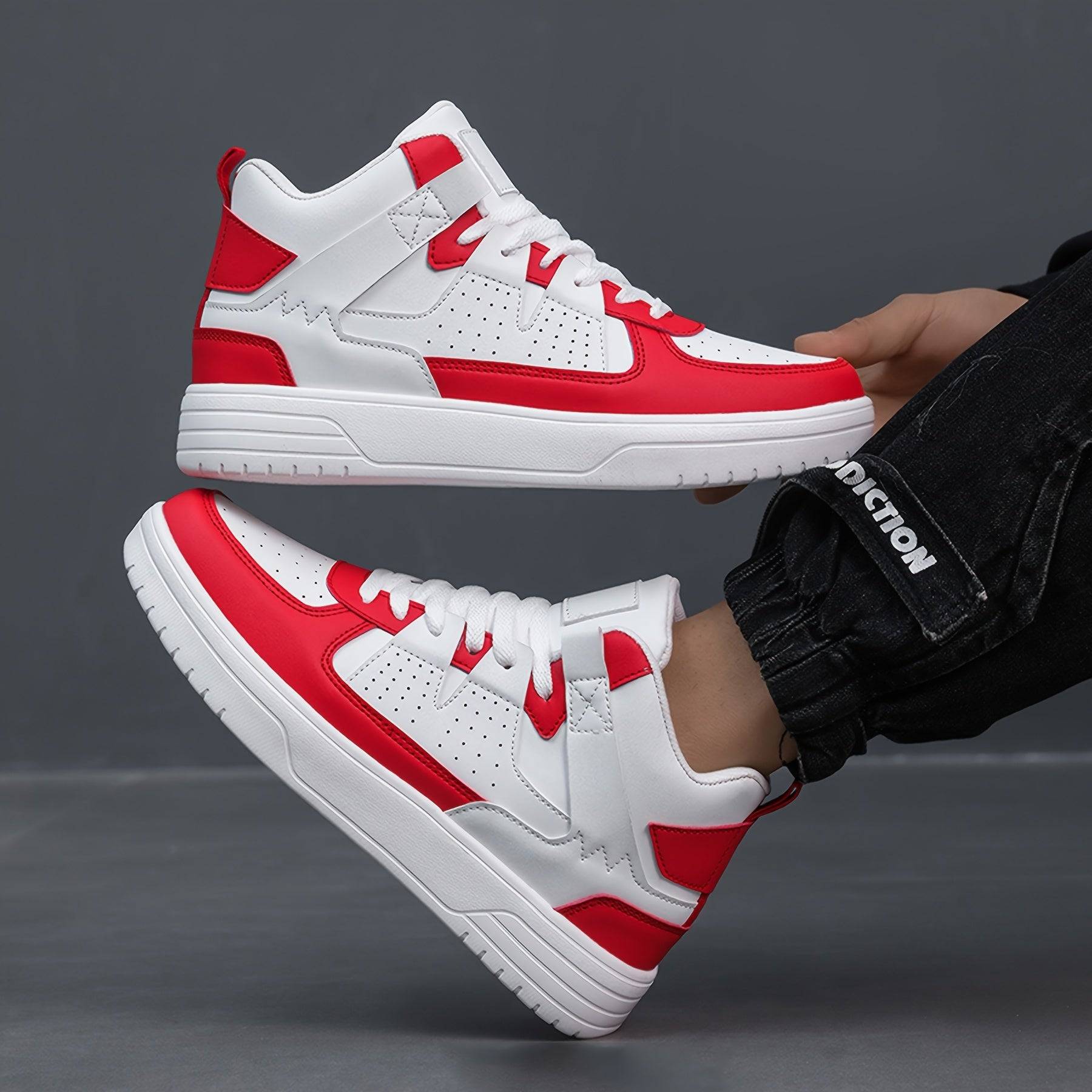 Men’s High-Top Lace-Up Sneakers – Durable Outdoor Skateboard & Casual Sports Shoes for Versatile Everyday Wear