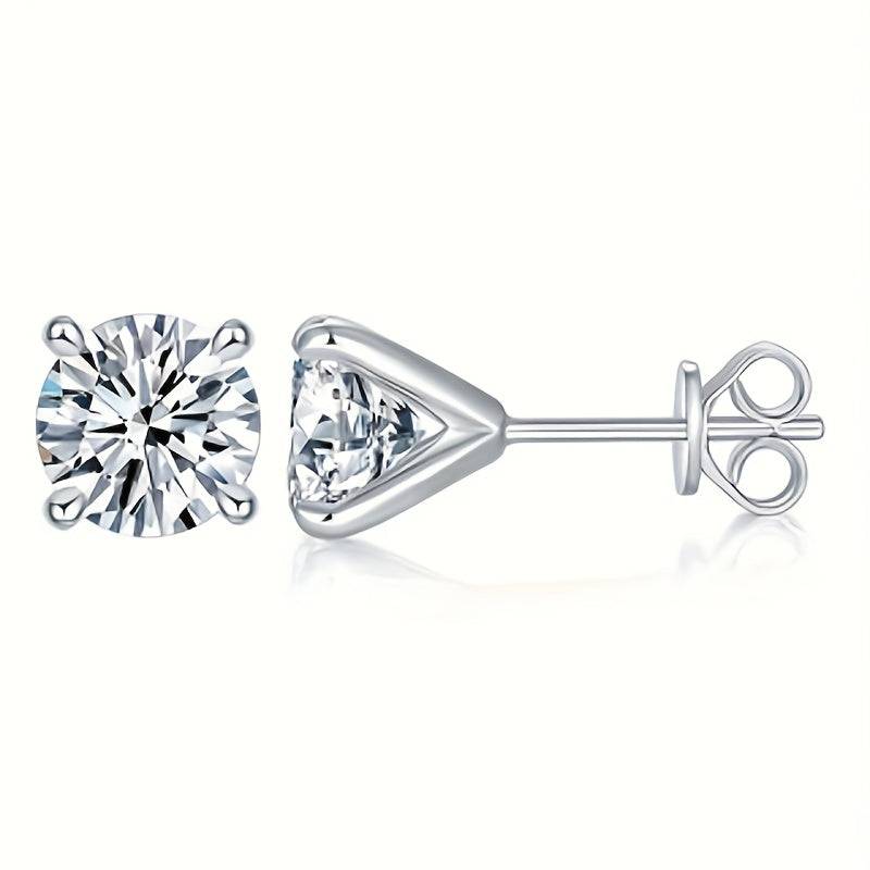 2 Carat Moissanite Stud Earrings in 925 Silver Unisex Hypoallergenic Design Elegant Style for Daily or Gift Use
