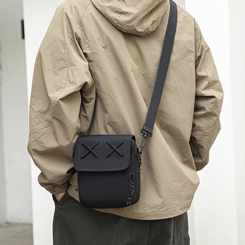 Men’s Black Canvas Crossbody Bag – Stylish Casual Shoulder Bag with Adjustable Strap & Multi-Compartments for Everyday Use