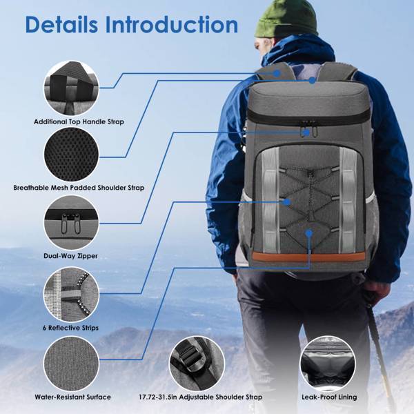 Leakproof Insulated Cooler Backpack 25L with Bottle Opener