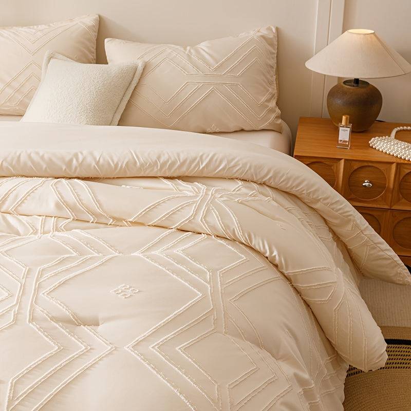 Boho Diamond Quilt Set 3-Piece – Lightweight Microfiber Comforter & Pillowcases for All Seasons