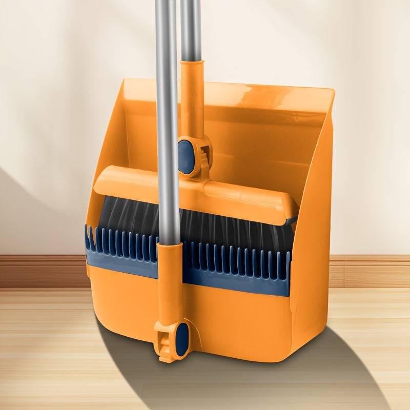 2pcs 3-in-1 Magnetic Foldable Broom & Dustpan Set Rotatable Design for Pet Hair, Bedroom & Living Room Cleaning
