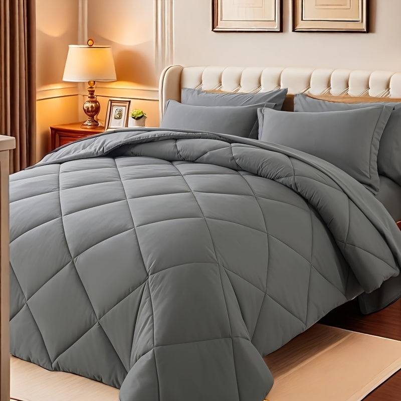 7-Piece Ultra-Soft Comforter Set – Breathable Quilted Bedding with Sheets, Pillowcases & Shams – All-Season Warmth for Kids, Teens & Dorms