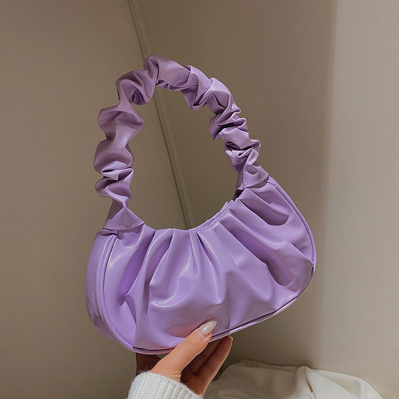 Women Cloud Pleated Shoulder Bag in Pure Color