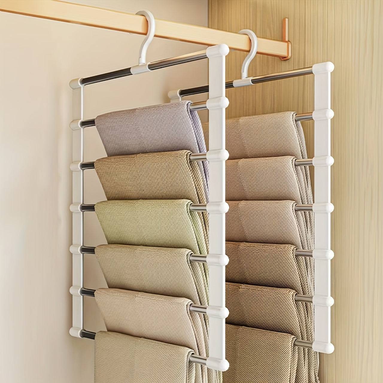 Stainless Steel Multi-Garment Hanger 1/2/3 Pack Heavy-Duty Space-Saving Closet Organizer for Pants, Jeans, Shirts, Towels & Scarves