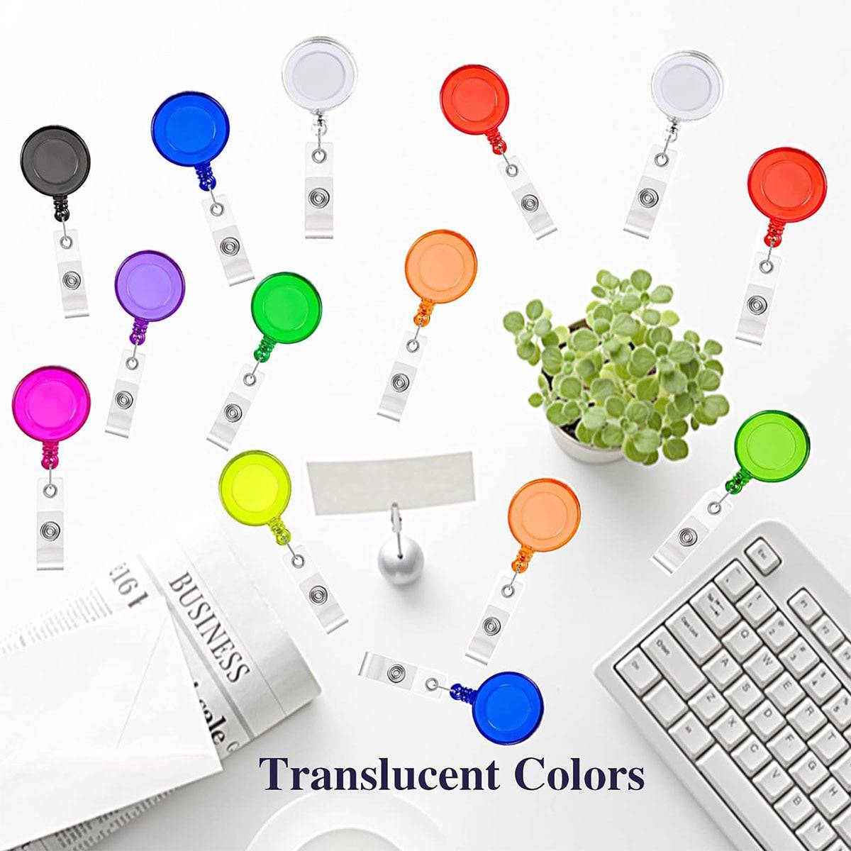 Retractable Badge Reel Set with Colored Buckles 20 Pieces