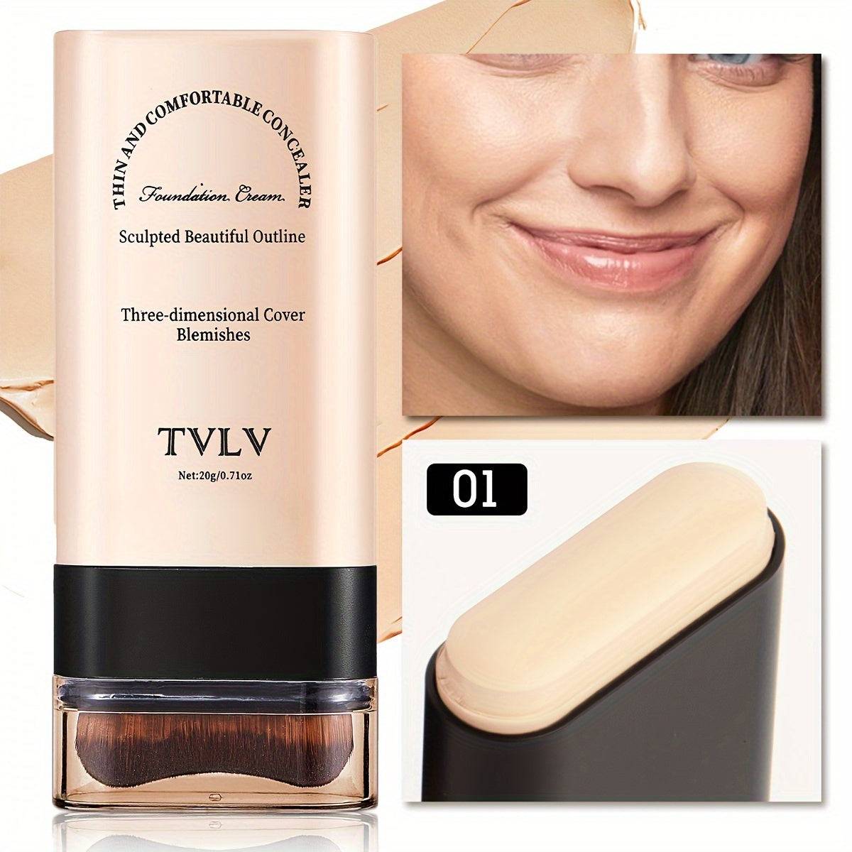 2-in-1 Foundation & Concealer Stick Waterproof Matte Makeup Portable Design for Daily or Travel Use