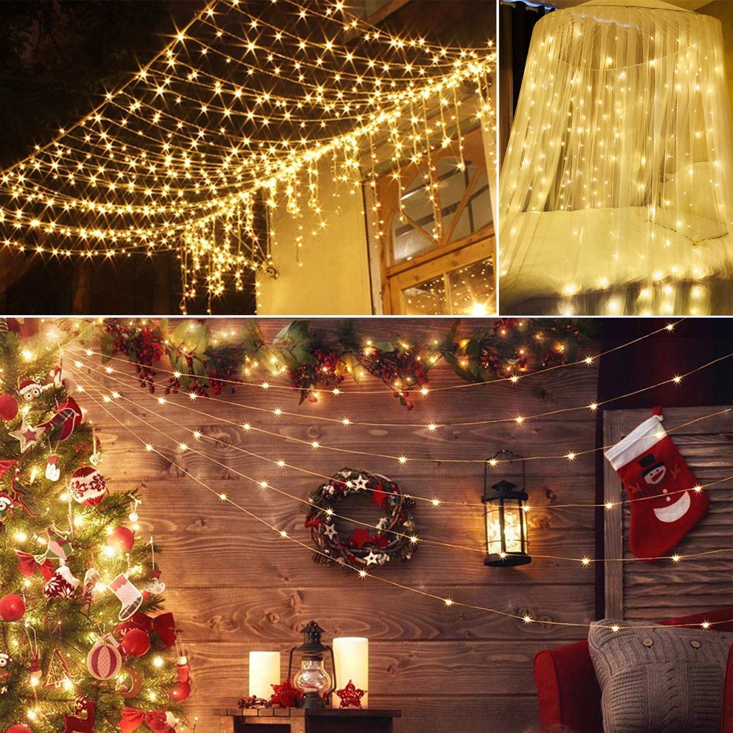 String Lights 3 Meter 300 LED Warm White Curtain Waterproof