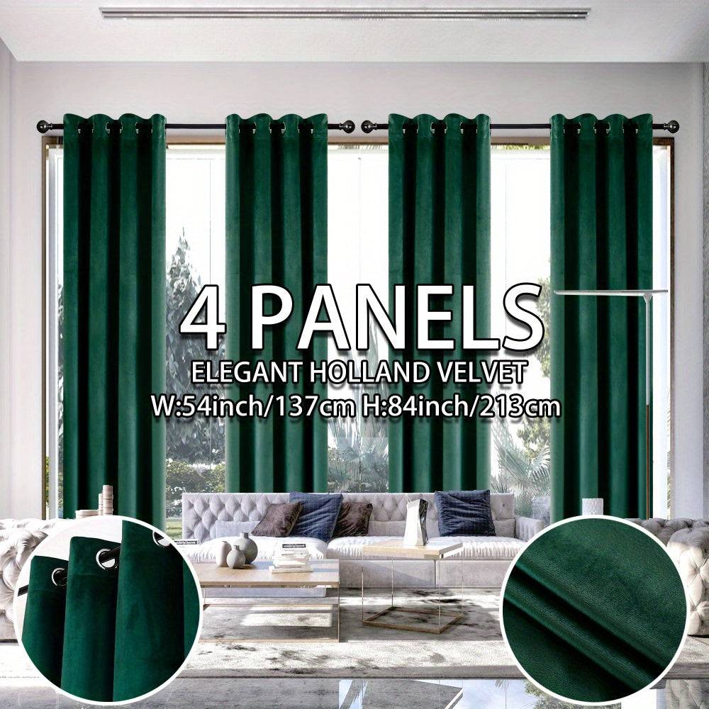 4 Panels Elegant Velvet Blackout Curtains, 90% Light Blocking with Grommet Top, Soft Pink Vintage Style for Bedroom & Living Room, 55"x84"